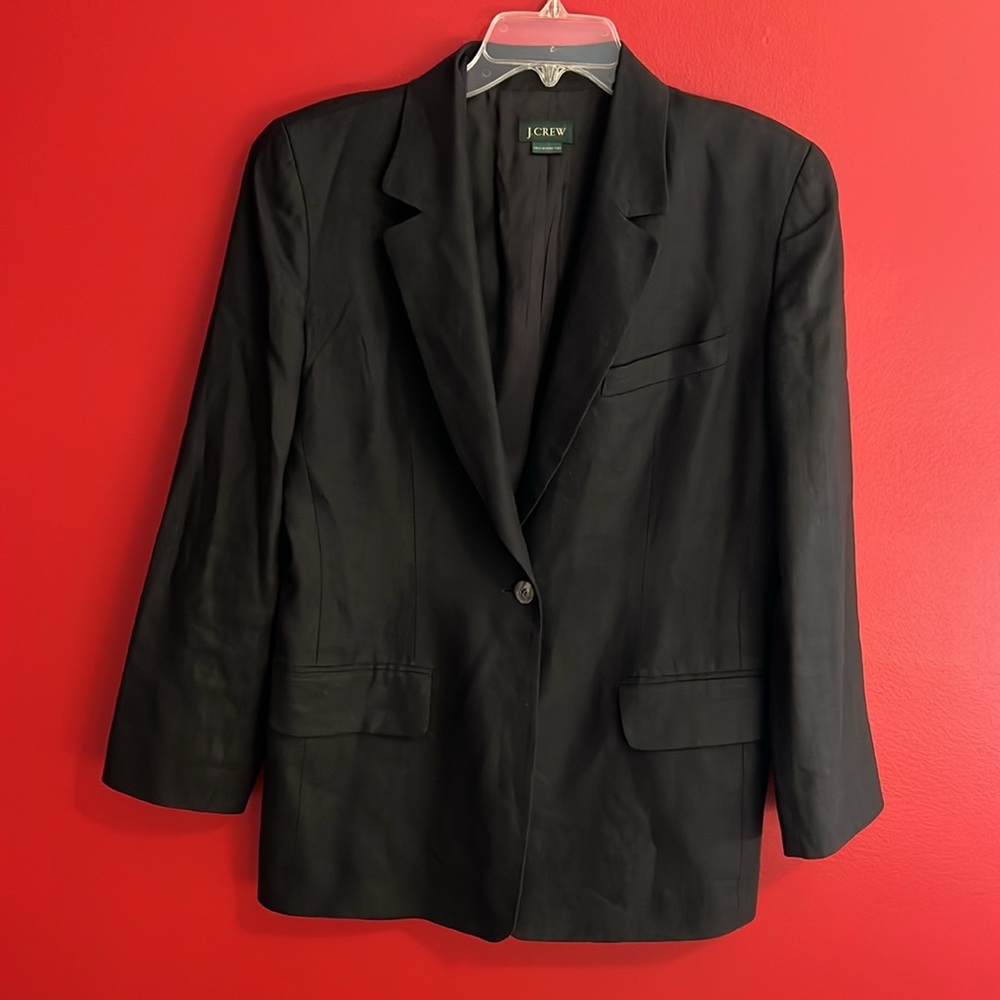 J. Crew Black Linen Single Button Blazer - image 7